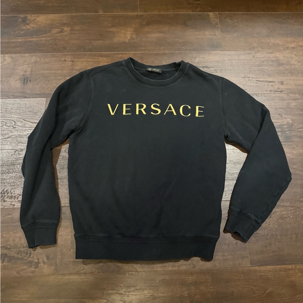 Versace Black Crewneck with Gold Lettering
